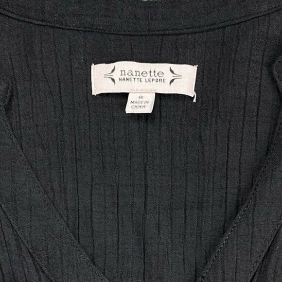 NANETTE LEPORE Button Front Midi Dress Sz 8 Black - Picture 4 of 10